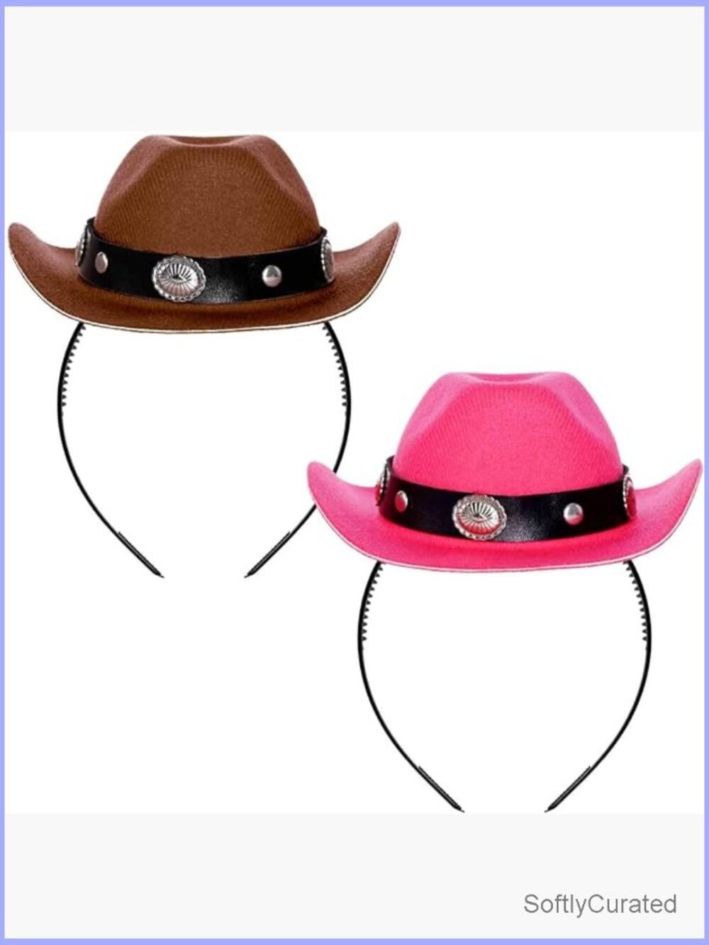 2 Mini Cowgirl Hat Headbands with Bandana Western Party Favor Set